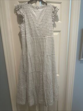 Madewell Light green Checked Maxi Dress